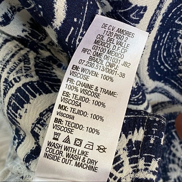 Roxy Koggala blue white print wide kimono short sleeve scoop neck top shirt - Picture 11 of 11